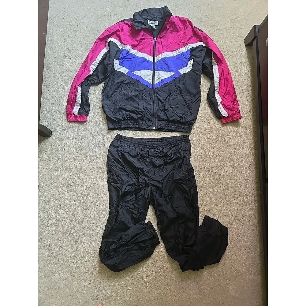 Vintage Windbreaker Track Suit Womens  L Colorblock Retro 80s 90s Lavon‎ Sports